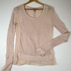 Asoie Lightweight Open Weave Cotton & Silk Sweater Semi Sheer